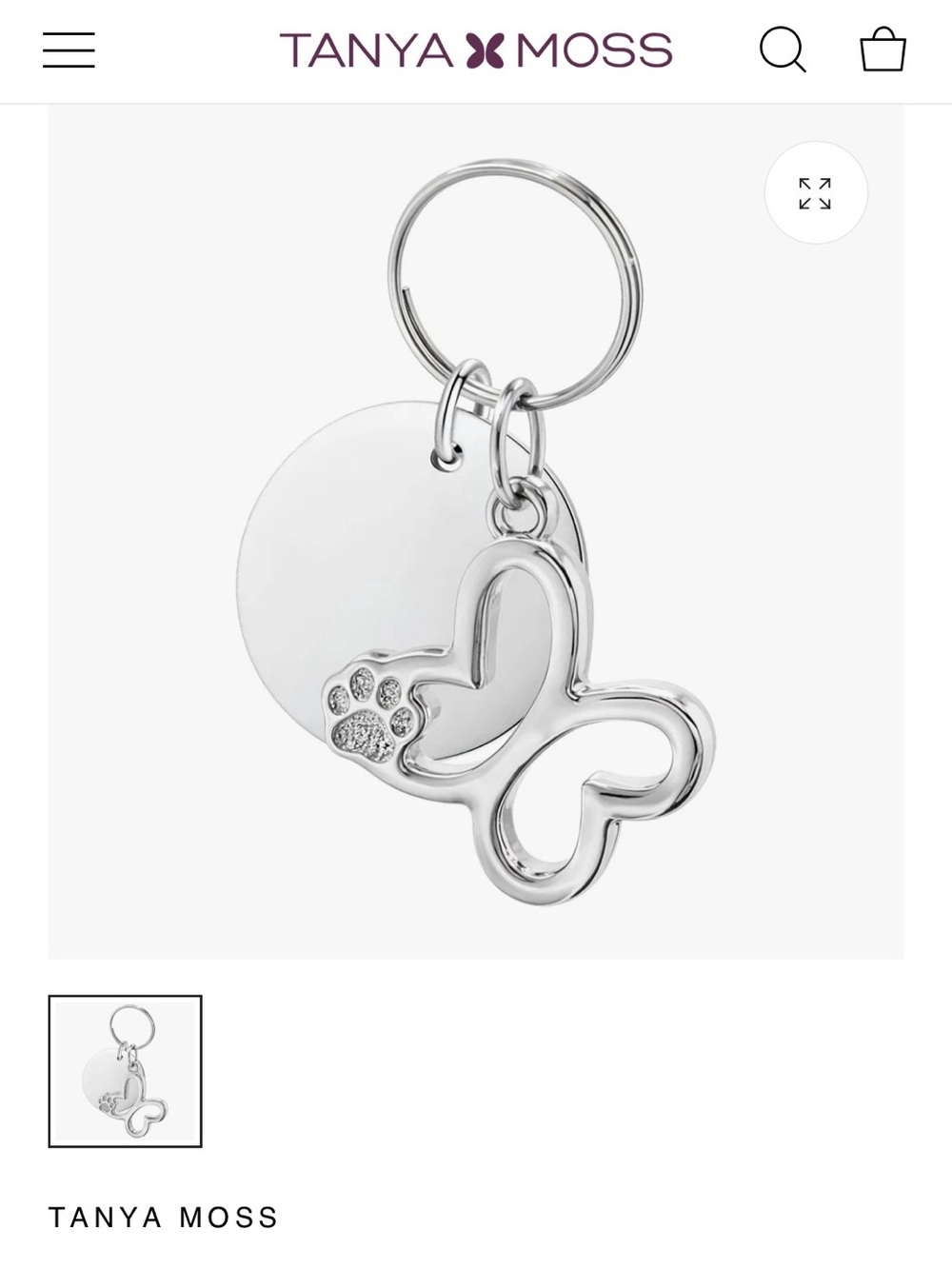 Tanya Moss Butterfly Paw Print Dog Tag / Key Ring